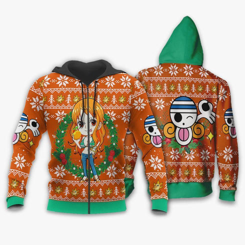 Divesart - Nami Ugly Christmas Sweater and Hoodie One Piece Anime Xmas