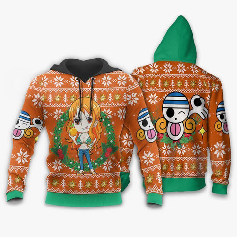 Divesart - Nami Ugly Christmas Sweater and Hoodie One Piece Anime Xmas