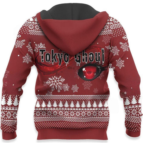 Divesart - Ken Kaneki Santa Ugly Christmas Sweater and Hoodie Tokyo Ghoul Anime Xmas