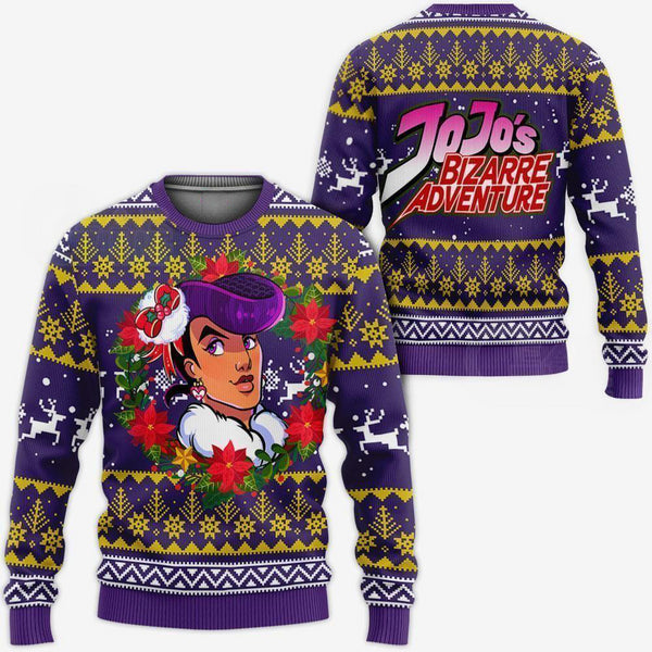 Divesart - Josuke Higashikata Ugly Christmas Sweater and Hoodie JoJo's Anime Xmas Hoodie