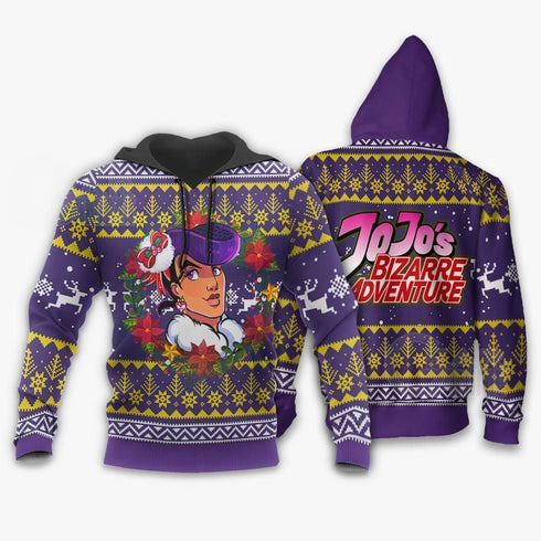 Divesart - Josuke Higashikata Ugly Christmas Sweater and Hoodie JoJo's Anime Xmas Hoodie