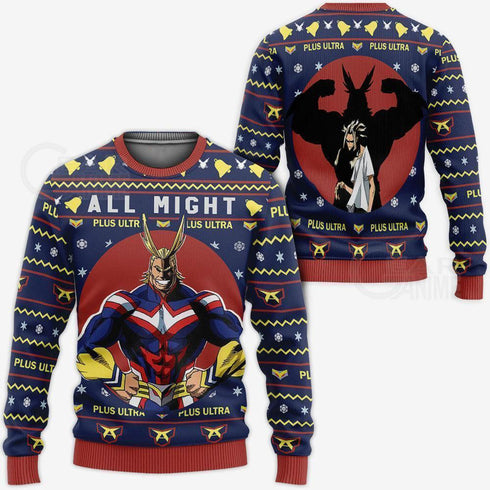 Divesart - All Might Ugly Christmas Sweater and Hoodie My Hero Academia Anime Xmas Shirt