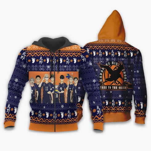 Divesart - Karasuno Ugly Christmas Sweater and Hoodie Haikyuu Anime Xmas Shirt