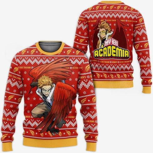 Divesart - Keigo Takami Hawks Ugly Christmas Sweater and Hoodie My Hero Academia Xmas