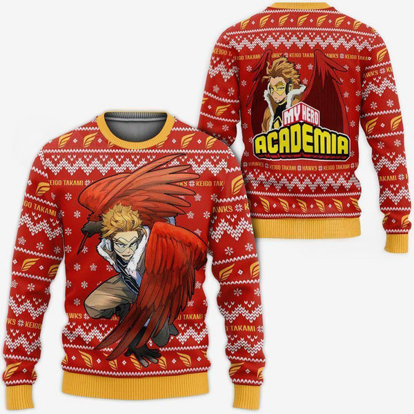 Divesart - Keigo Takami Hawks Ugly Christmas Sweater and Hoodie My Hero Academia Xmas