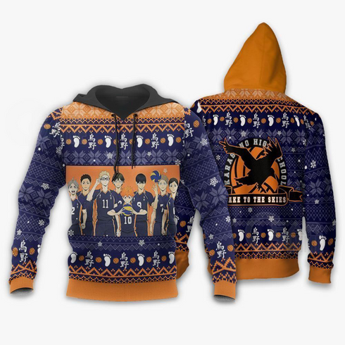 Divesart - Karasuno Ugly Christmas Sweater and Hoodie Haikyuu Anime Xmas Shirt
