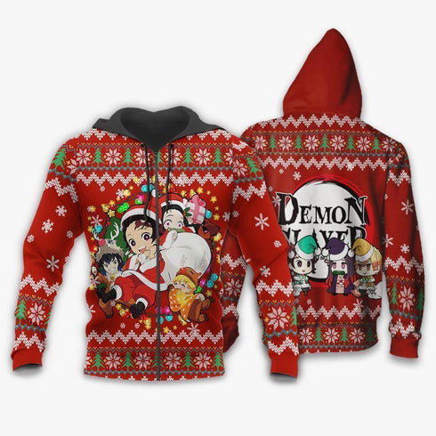 Divesart - Demon Slayer Ugly Christmas Sweater and Hoodie Kimetsu No Yaiba Xmas Gift