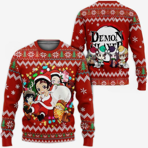 Divesart - Demon Slayer Ugly Christmas Sweater and Hoodie Kimetsu No Yaiba Xmas Gift
