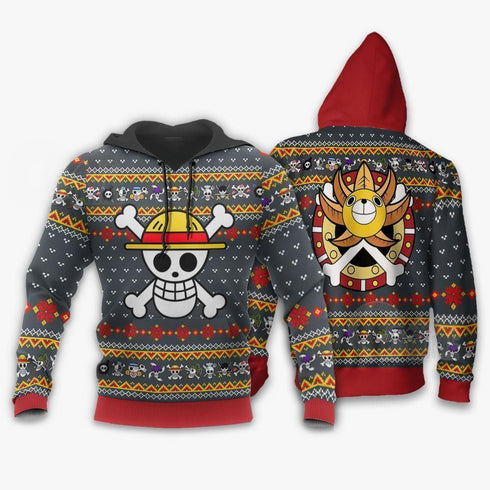 Divesart - One Piece Ugly Christmas Sweater and Hoodie Straw Hat Priate Xmas Hoodie