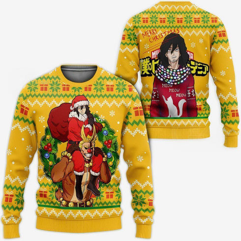 Divesart - Shota Aizawa and All Might Ugly Christmas Sweater and Hoodie MHA Xmas Gift