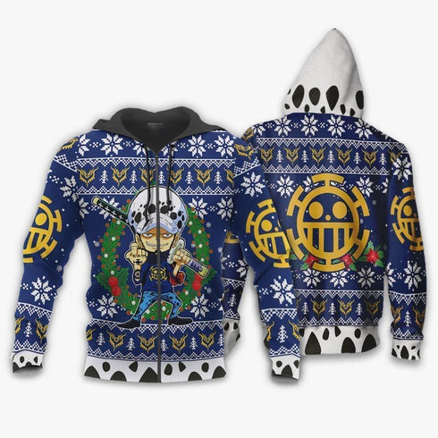 Divesart - Trafalgar Law Ugly Christmas Sweater and Hoodie One Piece Anime Xmas