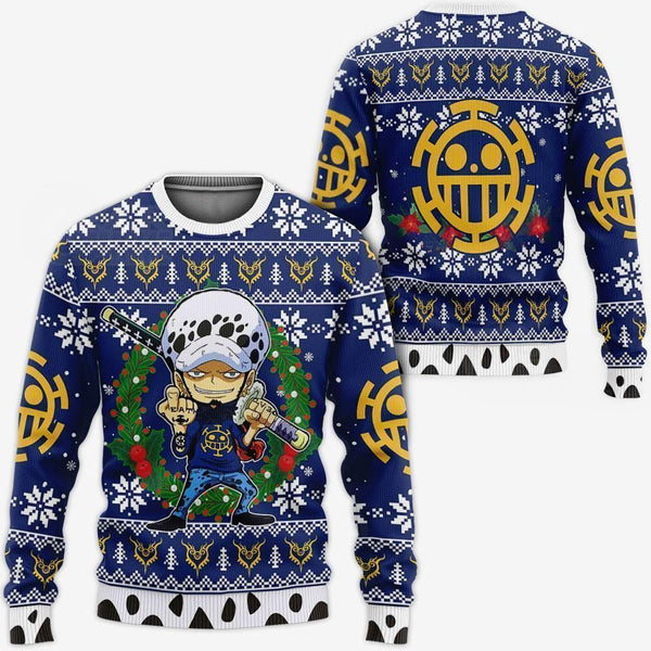 Divesart - Trafalgar Law Ugly Christmas Sweater and Hoodie One Piece Anime Xmas