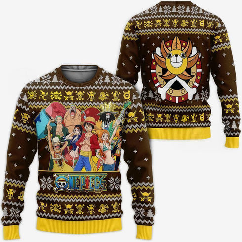 Divesart - Straw Hat Pirates Ugly Christmas Sweater and Hoodie One Piece Anime Xmas