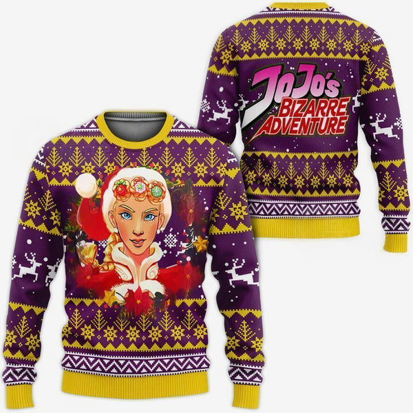 Divesart - Giorno Giovanna Ugly Christmas Sweater and Hoodie JoJo's Anime Xmas Hoodie