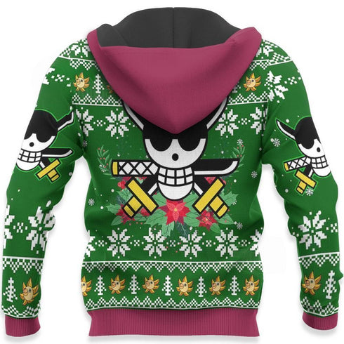 Divesart - Zoro Ugly Christmas Sweater and Hoodie One Piece Anime Xmas