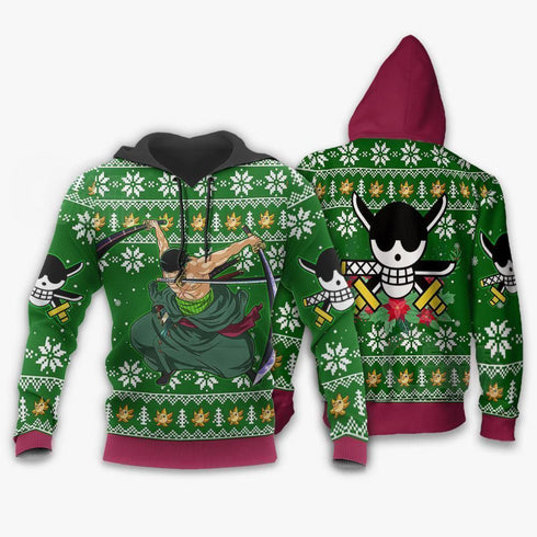 Divesart - Zoro Ugly Christmas Sweater and Hoodie One Piece Anime Xmas