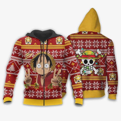 Divesart - Funny Luffy Ugly Christmas Sweater and Hoodie Custom One Piece Anime Xmas Gifts