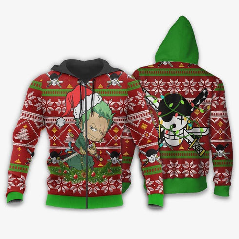 Divesart - Zoro Ugly Christmas Sweater and Hoodie Custom One Piece Anime Xmas Gifts