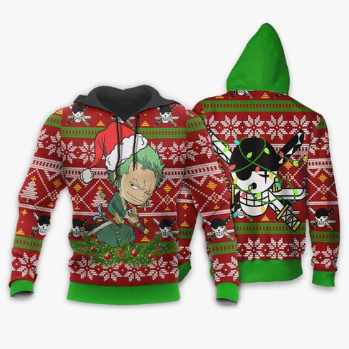 Divesart - Zoro Ugly Christmas Sweater and Hoodie Custom One Piece Anime Xmas Gifts