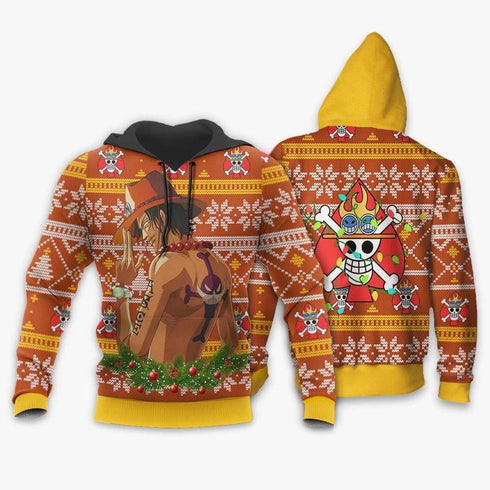 Divesart - Portgas Ace Ugly Christmas Sweater and Hoodie Custom One Piece Anime Xmas Gifts