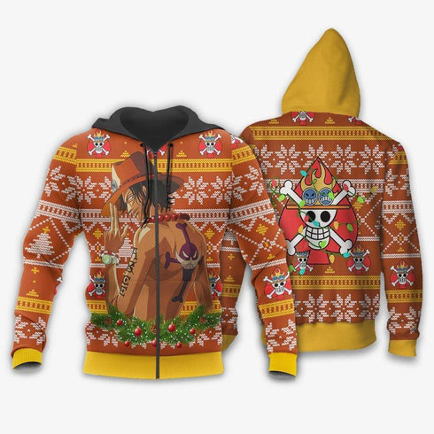 Divesart - Portgas Ace Ugly Christmas Sweater and Hoodie Custom One Piece Anime Xmas Gifts