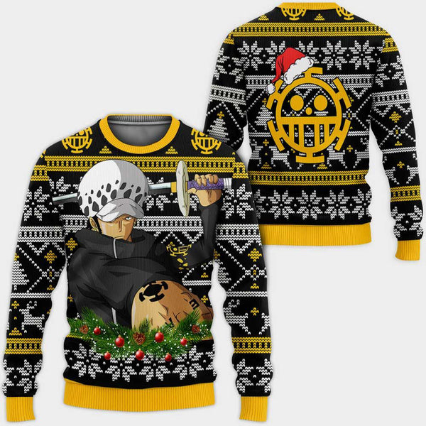 Divesart - Trafalgar Law Ugly Christmas Sweater and Hoodie Custom One Piece Anime Xmas Gifts