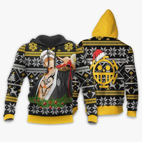 Divesart - Trafalgar Law Ugly Christmas Sweater and Hoodie Custom Wano One Piece Anime Xmas Gifts