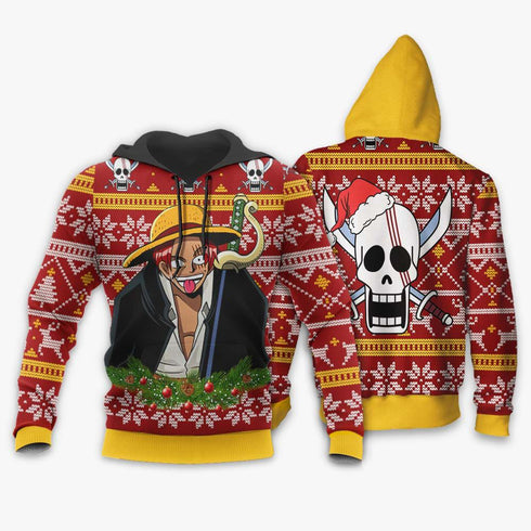 Divesart - Red Hair Shanks Ugly Christmas Sweater and Hoodie Custom One Piece Anime Xmas Gifts