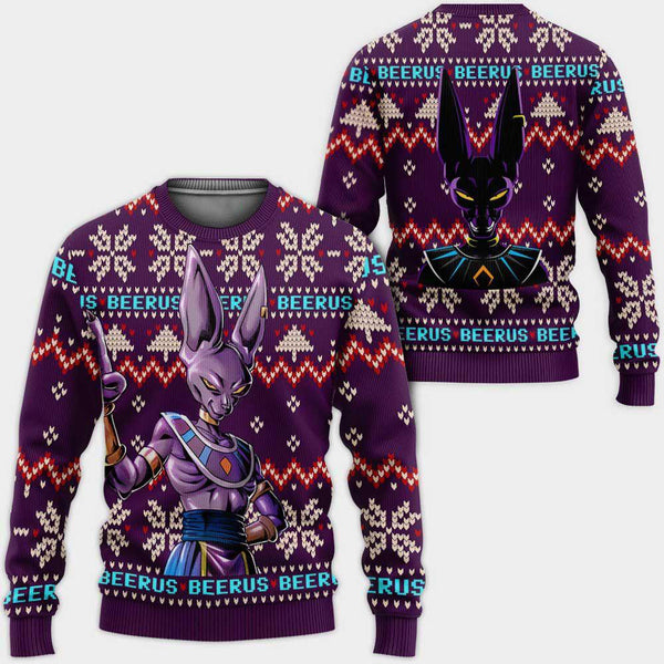 Divesart - Beerus Ugly Christmas Sweater and Hoodie Custom Anime DB Xmas Gifts