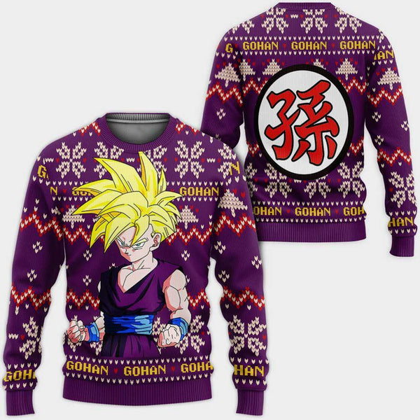Divesart - Gohan SJJ Ugly Christmas Sweater and Hoodie Custom Anime DB Xmas Gifts