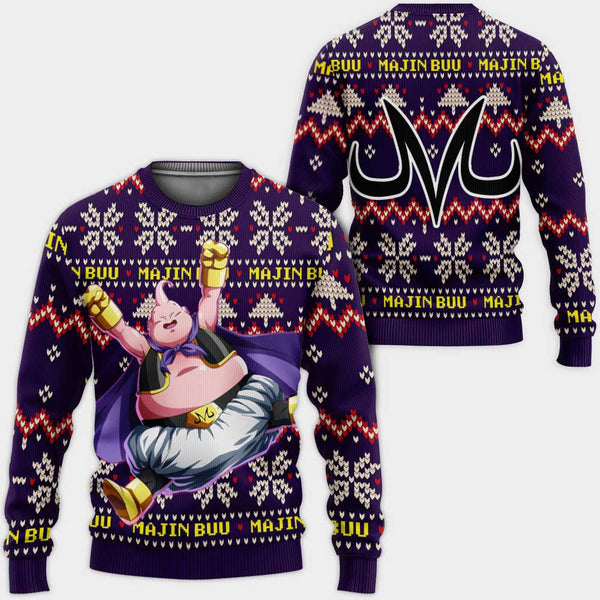 Divesart - Majin Buu Fat Ugly Christmas Sweater and Hoodie Custom Anime DB Xmas Gifts