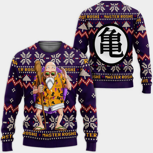 Divesart - Master Roshi Ugly Christmas Sweater and Hoodie Custom Anime DB Xmas Gifts