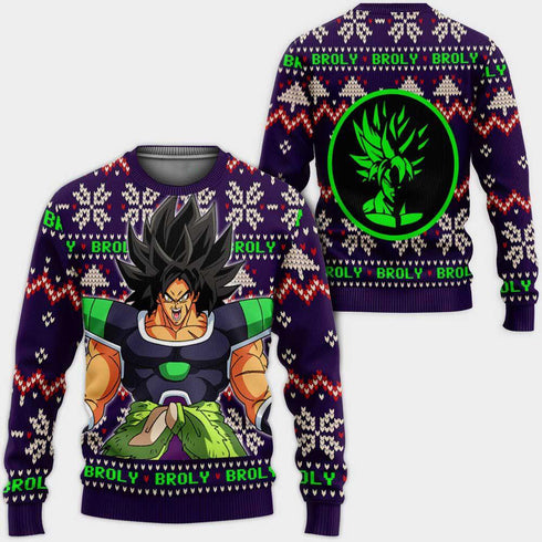 Divesart - Broly Ugly Christmas Sweater and Hoodie Custom Anime DB Xmas Gifts