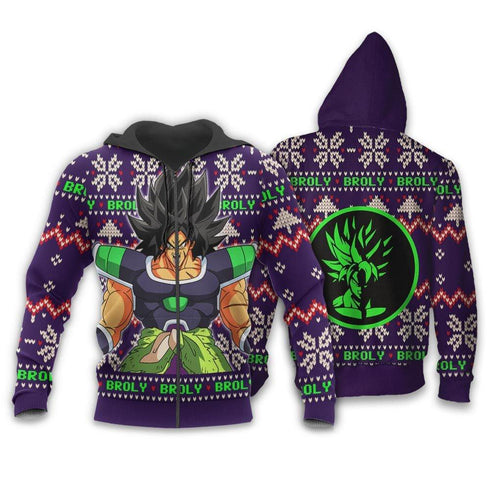 Divesart - Broly Ugly Christmas Sweater and Hoodie Custom Anime DB Xmas Gifts