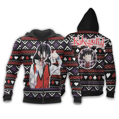 Divesart - Midari Ikishima Ugly Christmas Sweater and Hoodie Custom Anime Kakegurui Xmas Gifts