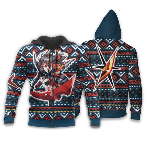 Divesart - Ryuko Matoi Ugly Christmas Sweater and Hoodie Custom Anime Kill La Kill Xmas Gifts