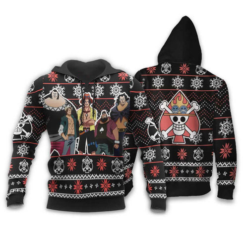 Divesart - Ace Spade Pirates Ugly Christmas Sweater and Hoodie Custom Anime One Piece Xmas Gifts