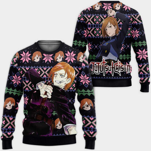 Divesart - Nobara Kugisaki Ugly Christmas Sweater and Hoodie Custom Anime Jujutsu Kaisen Xmas Gifts
