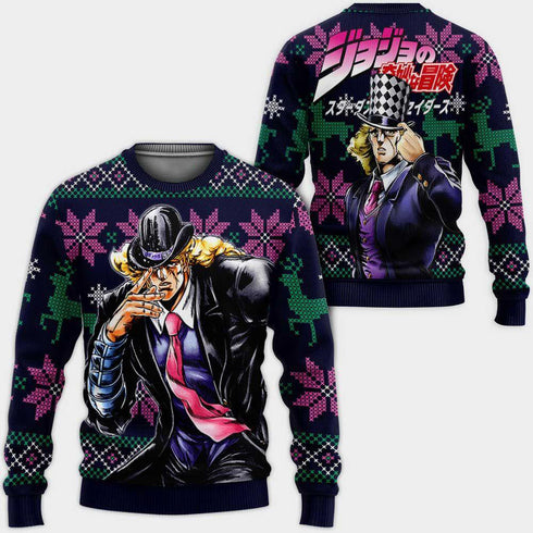Divesart - Robert Speedwagon Ugly Christmas Sweater and Hoodie Custom Anime Jojo's Bizzare Adventure Xmas Gifts