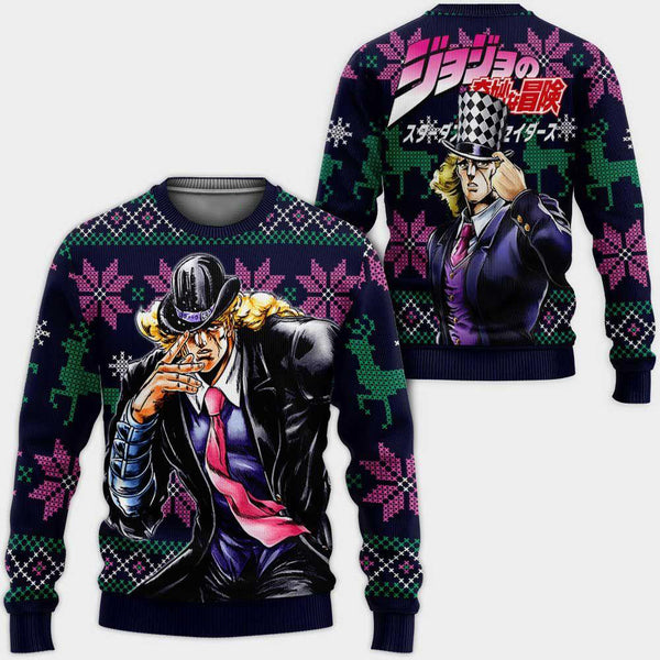 Divesart - Robert Speedwagon Ugly Christmas Sweater and Hoodie Custom Anime Jojo's Bizzare Adventure Xmas Gifts