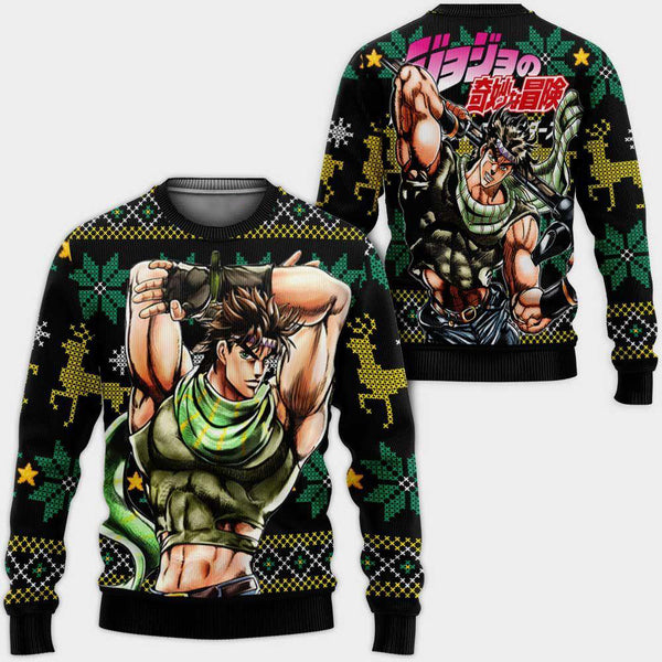 Divesart - Joseph Joestar Ugly Christmas Sweater and Hoodie Custom JoJo's Bizzare Adventure Anime Xmas Gifts