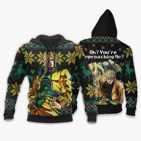 Divesart - Dio Brando Ugly Christmas Sweater and Hoodie Custom Oh You're Approaching Me Anime JoJo's Xmas Gifts