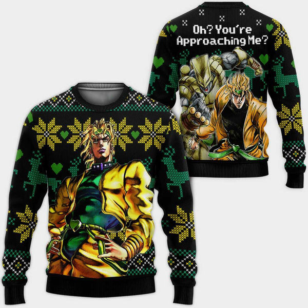 Divesart - Dio Brando Ugly Christmas Sweater and Hoodie Custom Oh You're Approaching Me Anime JoJo's Xmas Gifts