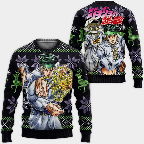 Divesart - Rohan Kishibe Ugly Christmas Sweater and Hoodie Custom Anime Jojo's Bizzare Adventure Xmas Gifts