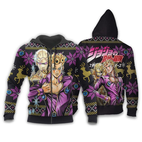 Divesart - Giorno Giovanna Ugly Christmas Sweater and Hoodie Custom Anime Jojo's Bizzare Adventure Xmas Gifts