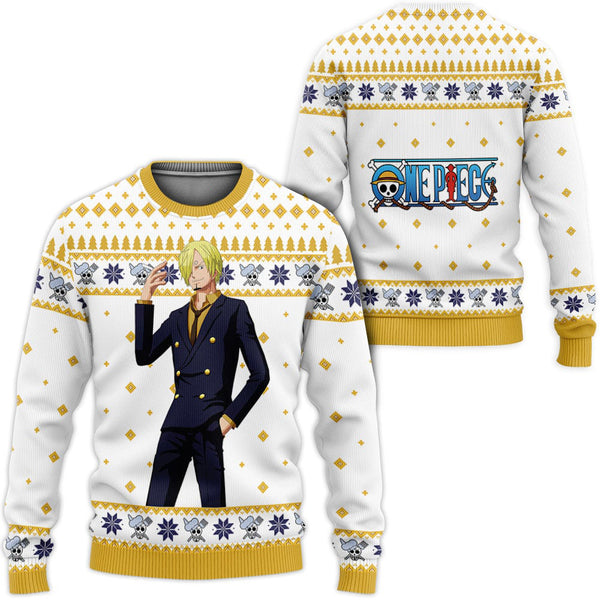 Divesart - Sanji Anime Ugly Christmas Sweater and Hoodie Custom One Piece Anime Xmas Gifts
