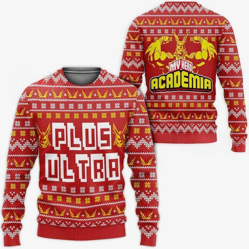 Divesart - All Might Plus Ultra Ugly Christmas Sweater and Hoodie My Hero Academia Anime Xmas Gift