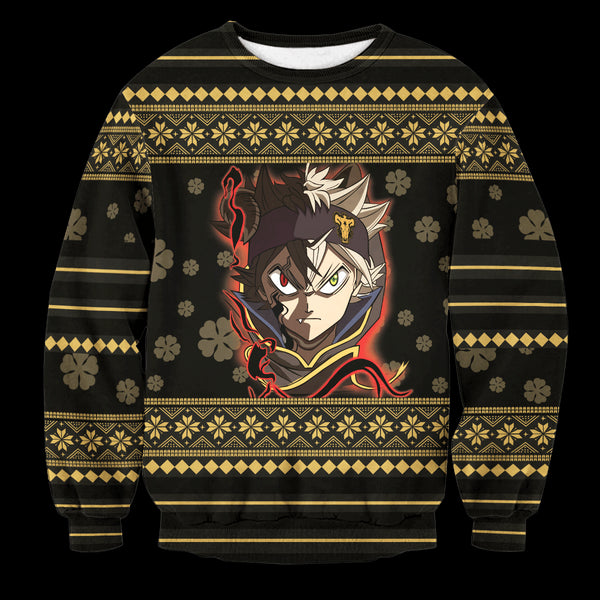 Divesart - Black Clover Christmas Unisex Wool Sweater - Ugly Christmas Sweater