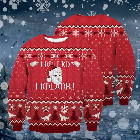 Divesart - Ho! Ho! Hodor! Unisex Wool Sweater - Ugly Christmas Sweater