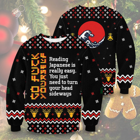Divesart - Learn Japanese Christmas Unisex Wool Sweater - Ugly Christmas Sweater